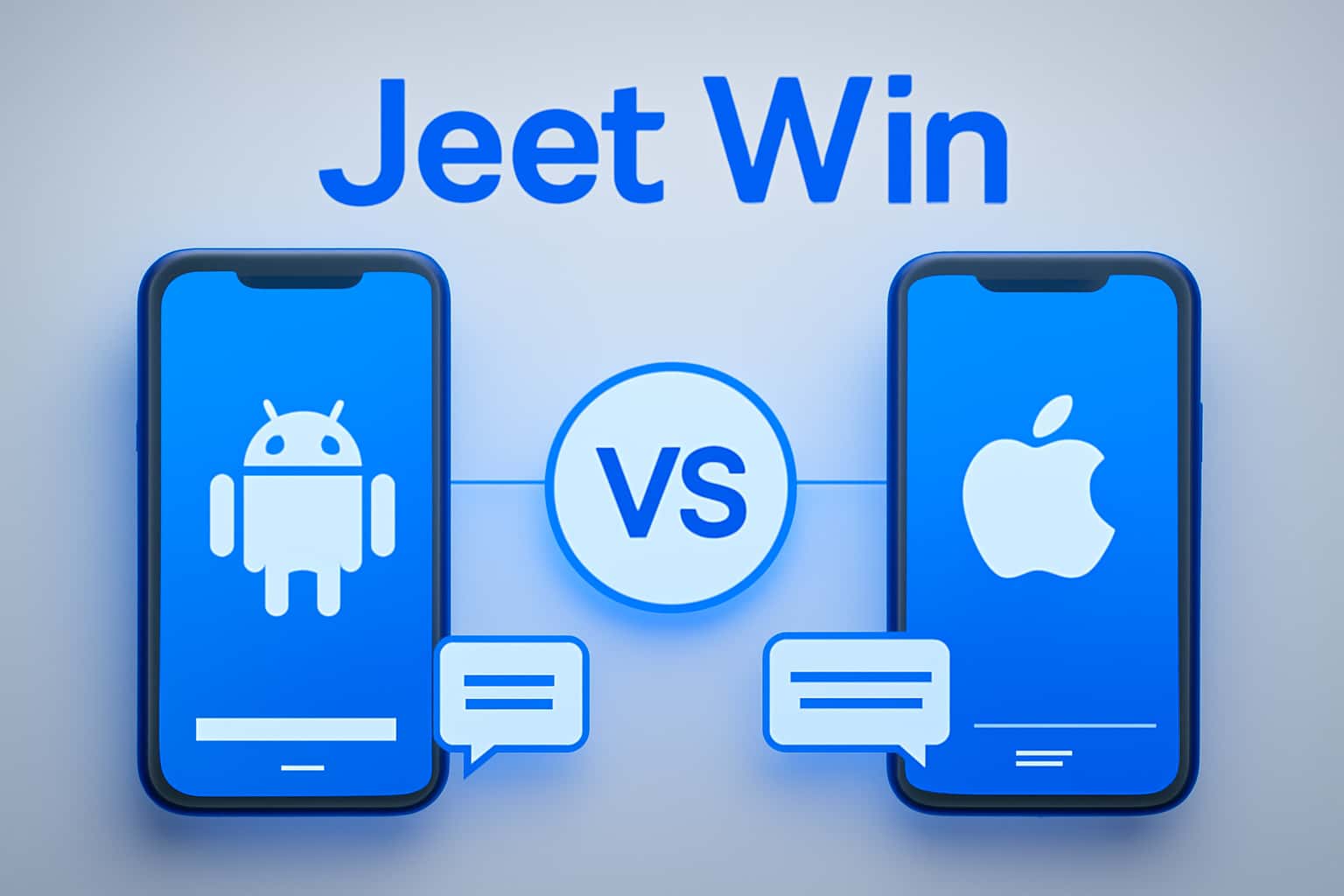 Informational graphic comparing Android and iOS experiences for Jeet Win