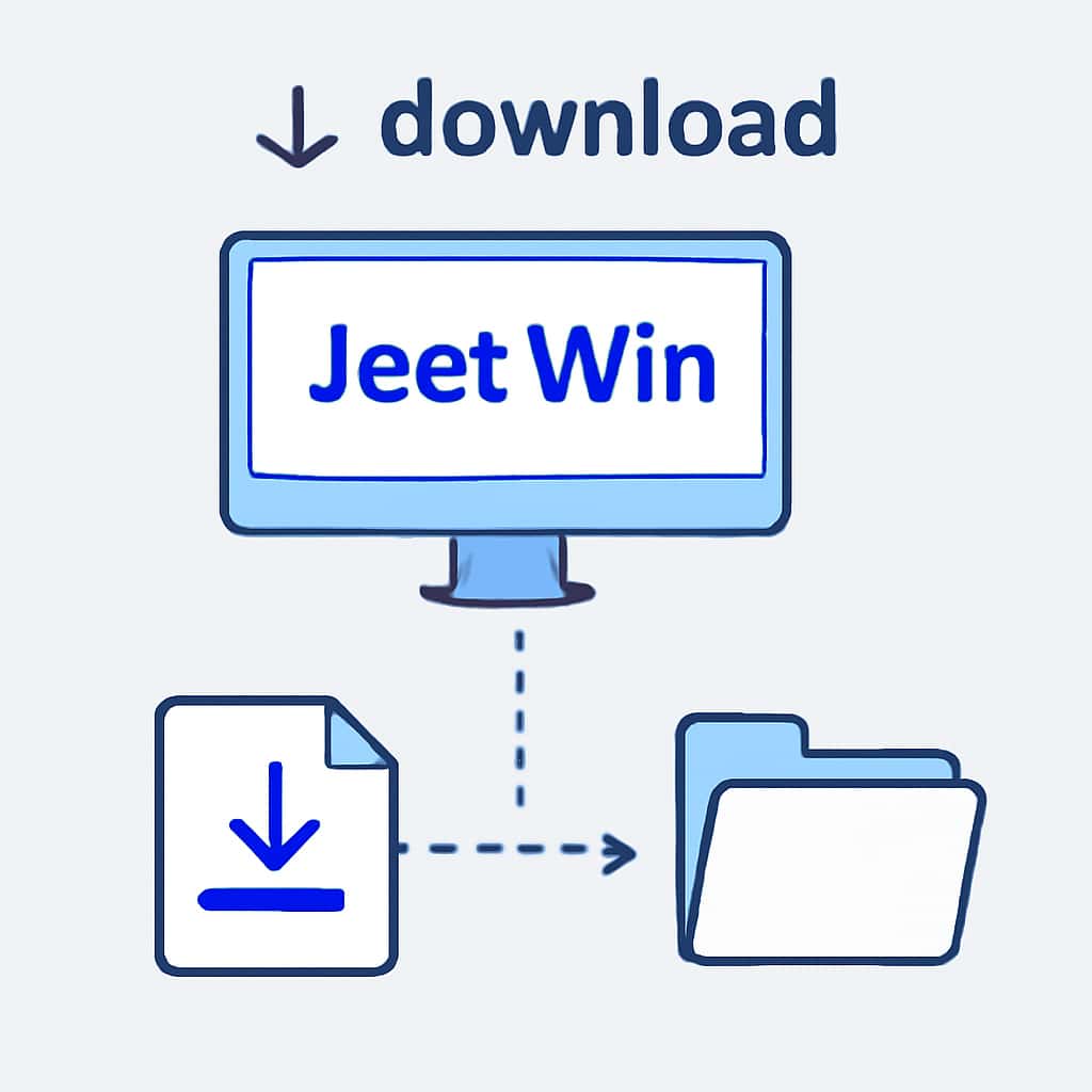 An educational diagram for downloading the Jeet Win app.