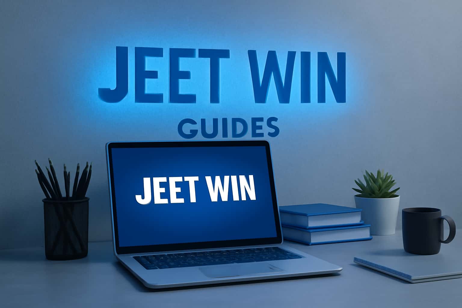 Informational scene about Jeet Win Guides with blue accents.