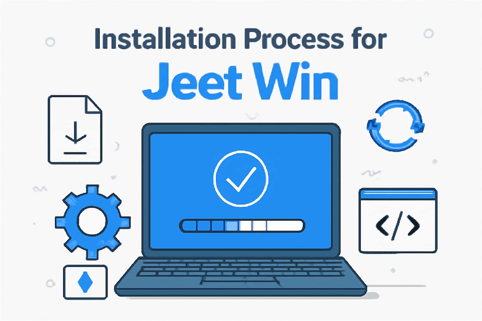 Informational scene demonstrating the installation process for the Jeet Win app.