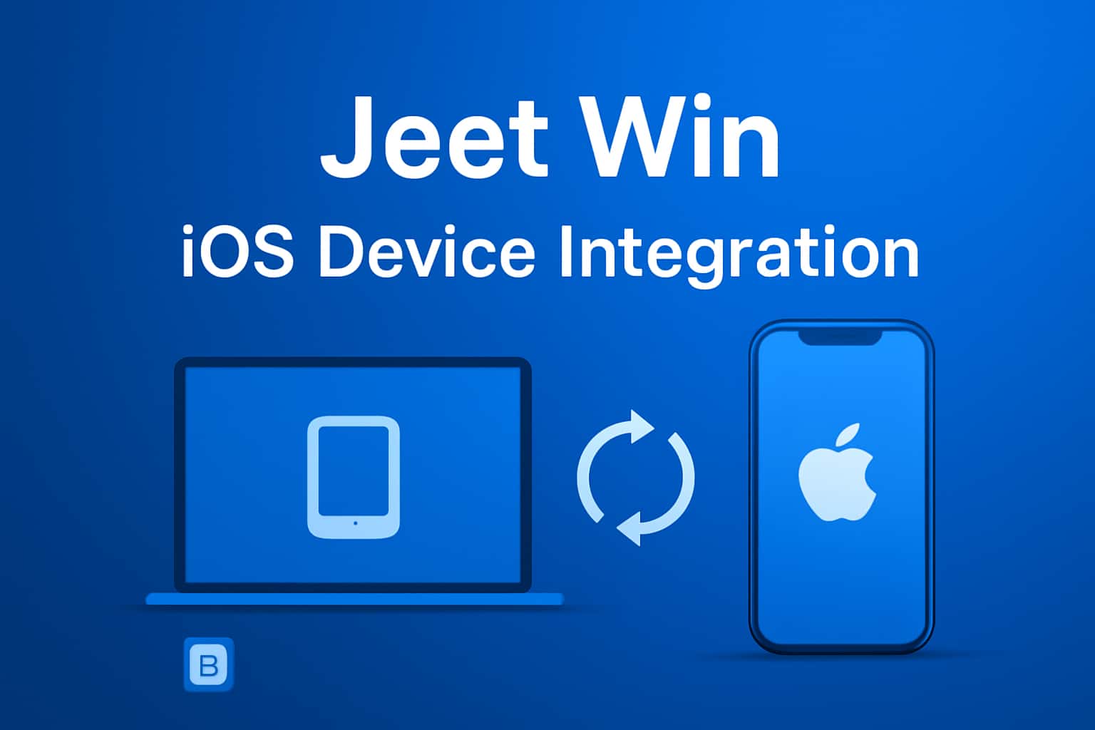 A neutral scene depicting the Jeet Win iOS Device Integration process.