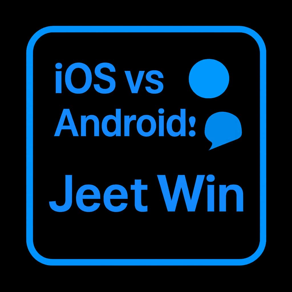 A badge illustrating the iOS vs Android comparison for Jeet Win.
