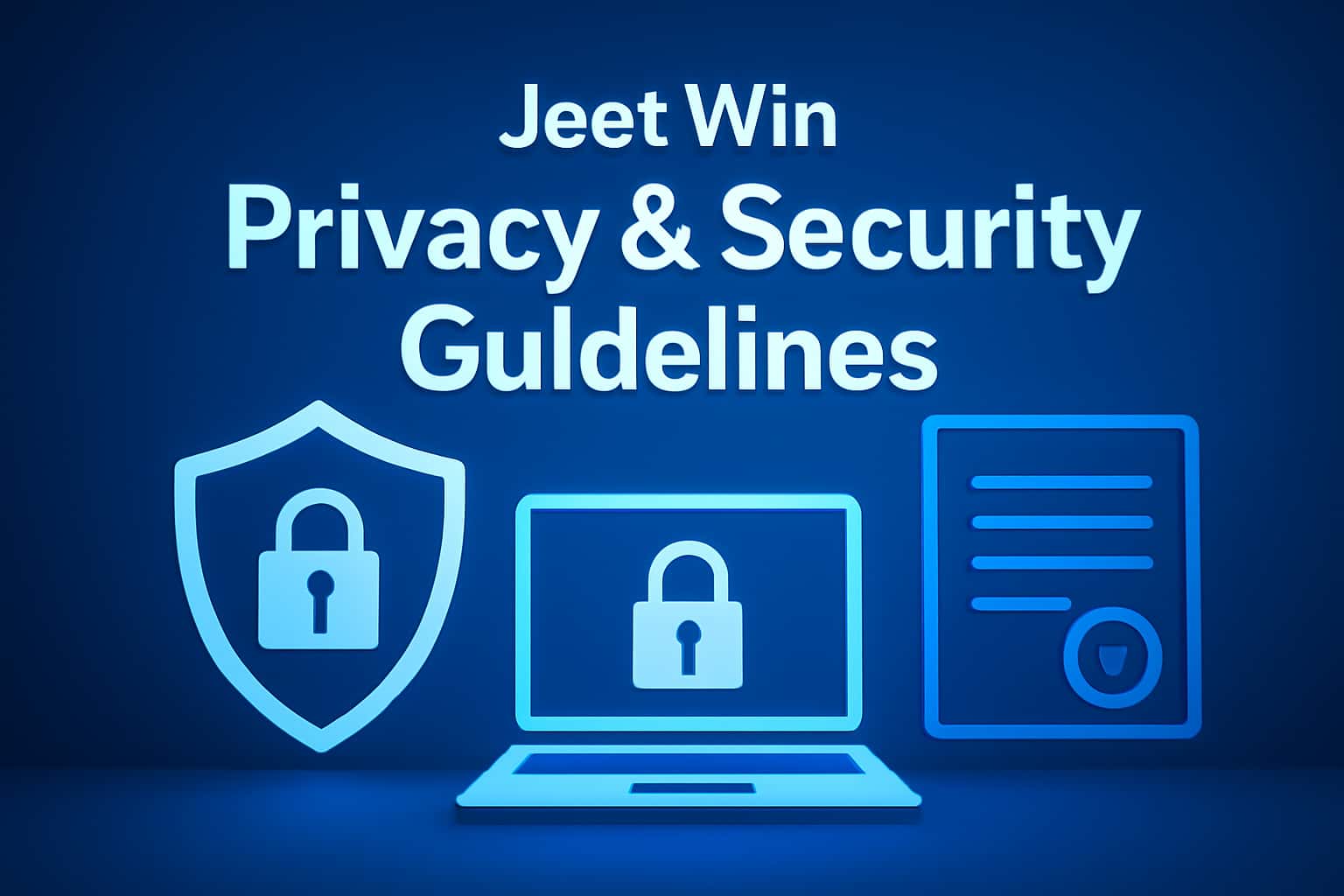 Informational scene illustrating Jeet Win Privacy & Security Guidelines.