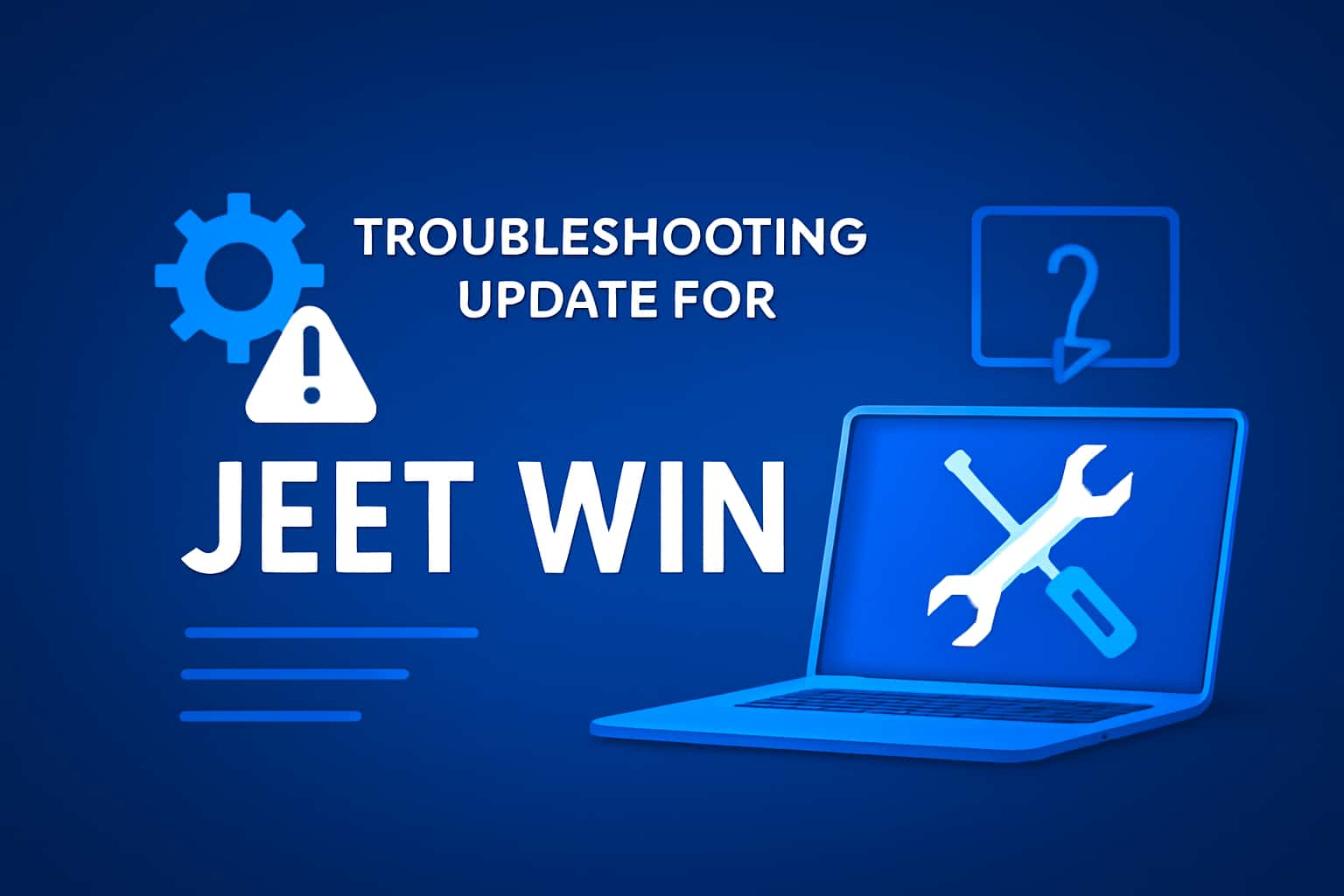 Informational scene about troubleshooting updates for Jeet Win.